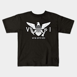 USVI FLAG - Virgin islands Flag B & W  - STT STX STJ Kids T-Shirt